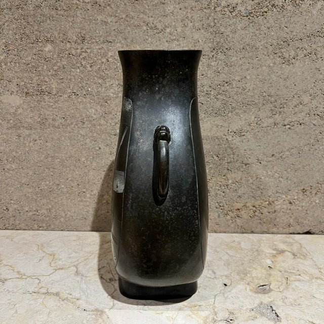 Figural Asian Vase in Bronze Double Sided Art For Sale - Image 12 of 12