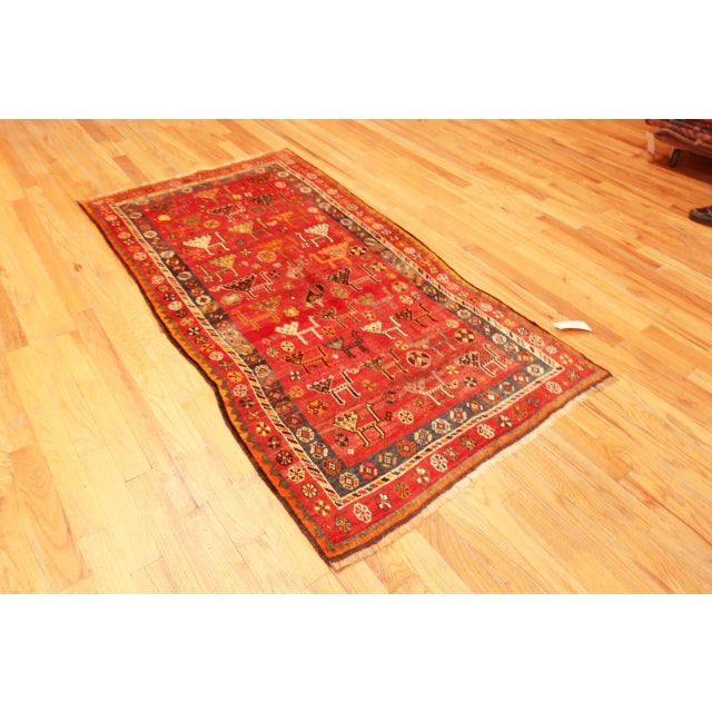 Charming Vintage Persian Gabbeh Rug with Primitive Motifs, Country of Origin: Persia, Circa Date: 1970s