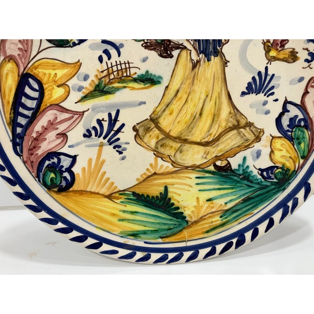 1920s Italian Faience Hand Painted Plate For Sale - Image 4 of 6