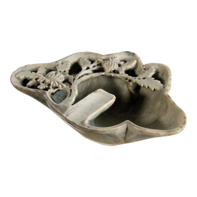 Antique Chinese Carved Stone Calligraphy Brush Washer / Bowl For Sale