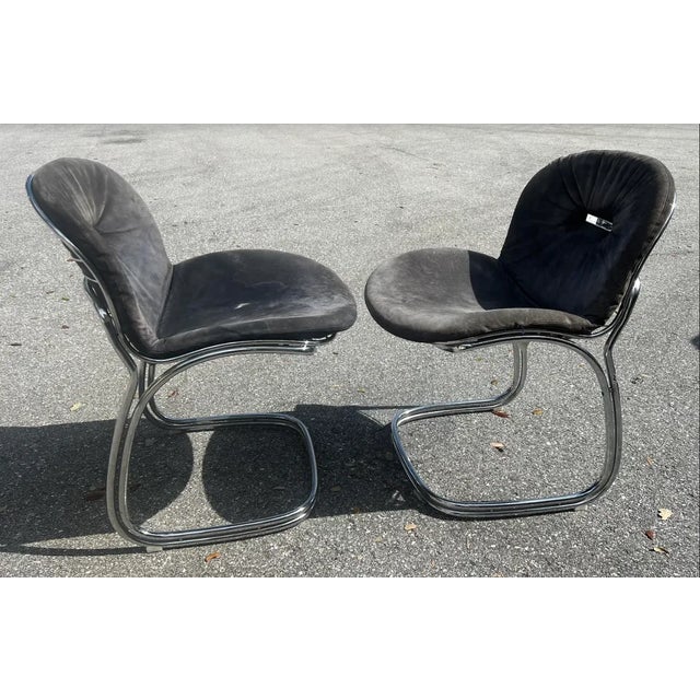 Mid-Century Modern Italian Suede Sabrina Dining Chairs by Rima Rinaldi For Sale - Image 3 of 10