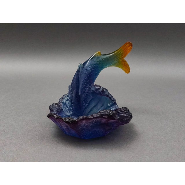 Mid-Century Modern Mid 20th Century Daum France Signed Pate De Verre Fish Koi Art Glass Bowl Trinket Dish For Sale - Image 3 of 9