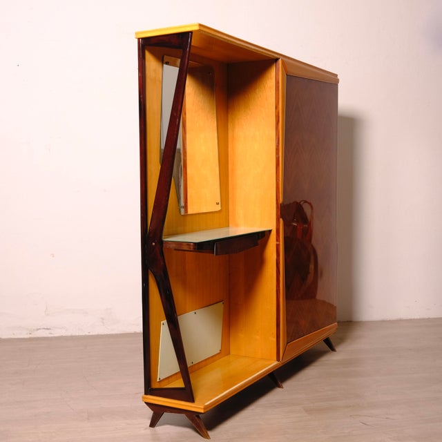 Wood Entrance Furniture with Coat Rack and Console Table and Mirror, 1950s For Sale - Image 7 of 18