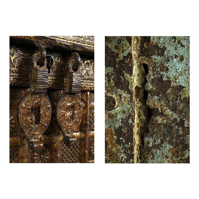 Antique Wood Chest with Steel and Brass Fittings, 1840s For Sale - Image 6 of 7