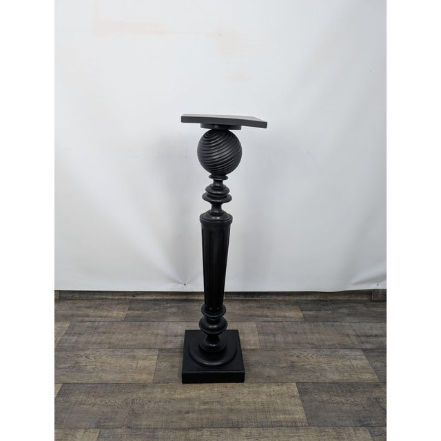 Pedestal, flower stand, black wooden sculpture This flower stand is made of black painted wood. The column is decorative,...