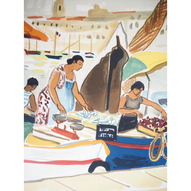 Yves Brayer, Merchants of the Old Port, Original Signed Lithograph For Sale - Image 6 of 7