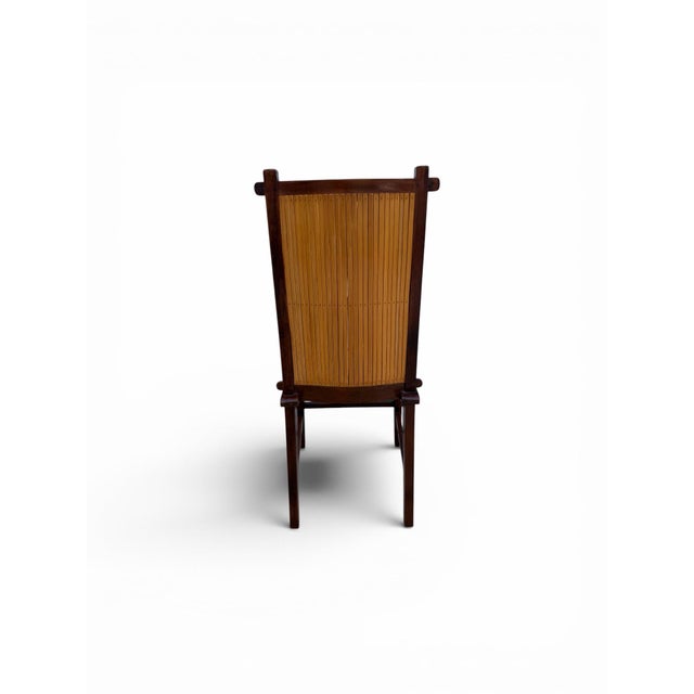2000 - 2009 Rustic Javanese Vintage Wooden Dinning Chairs With Slatted Bamboo Back and Seat For Sale - Image 5 of 9