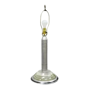 Early 20th Century Art Deco Walter Von Nessen Pattyn Style Aluminum & Acrylic Skyscraper Table Lamp