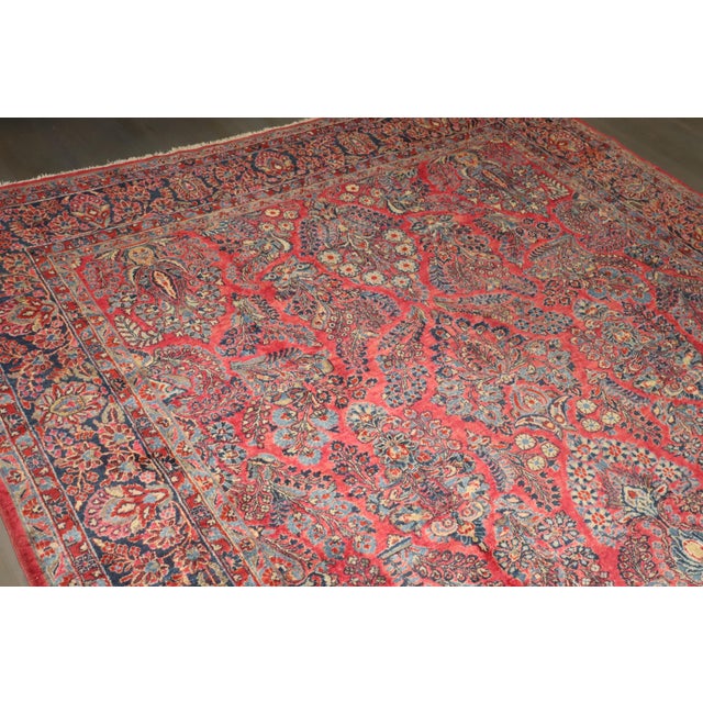 Textile Early 20th Century Zabihi Collection Oversize Jewel Toned Traditional Persian Sarouk Rug - 8'11" x 15' For Sale - Image 7 of 8
