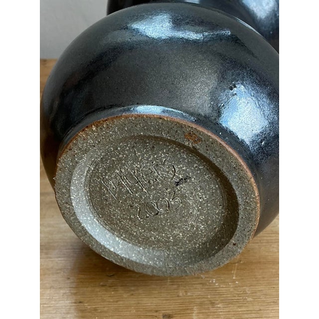 Early 21st Century Vintage Original Studio Pottery Striped Rim Vase For Sale - Image 5 of 12