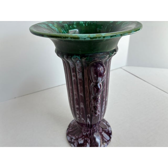 Purple Antique Art Deco Faïencerie De Thulin 9 In. Vase For Sale - Image 8 of 12