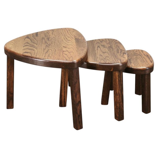 Mid-Century Modern Oak Nesting Tables, 1960s, Set of 3 For Sale - Image 11 of 11