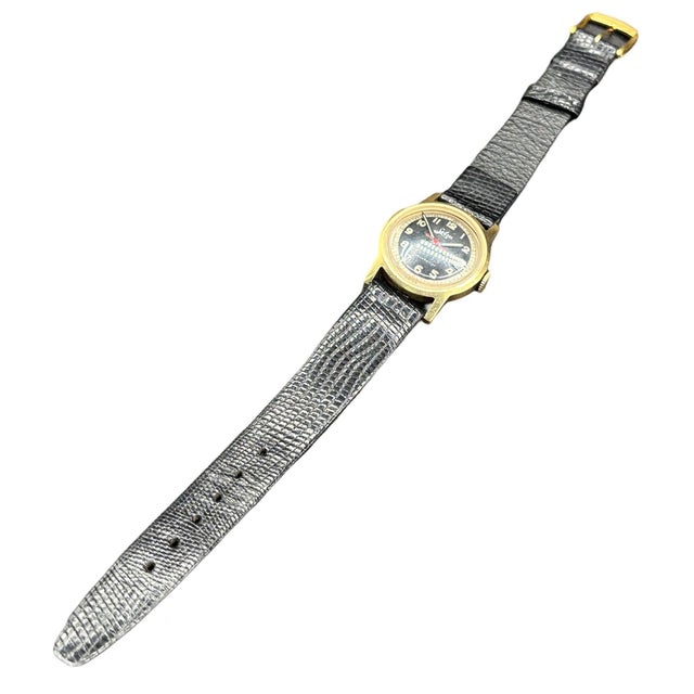Mid-Century Modern 1940s Selza Automatic Wwii Military Aviation Pilot Cold Capped 14k Gold Watch For Sale - Image 3 of 12