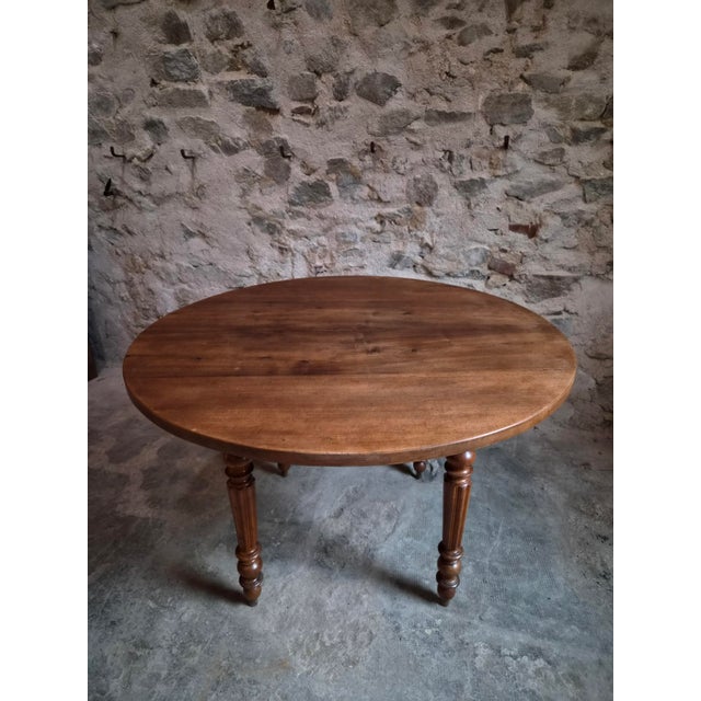 Antique French Round Walnut Dining Table, 1880s For Sale - Image 14 of 18