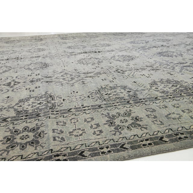 2010s Gray Modern Tabriz Style Handmade Wool Rug With Allover Pattern For Sale - Image 5 of 11