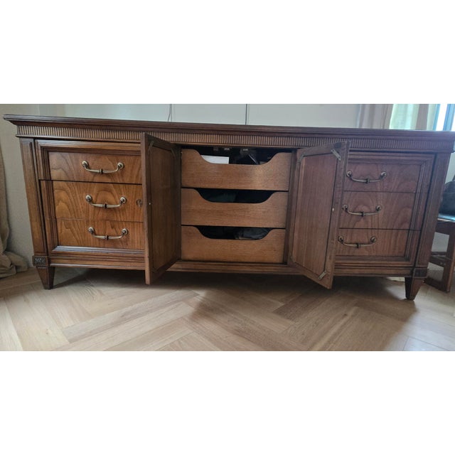 Traditional Vintage Wood Carved Triple Dresser For Sale - Image 3 of 7