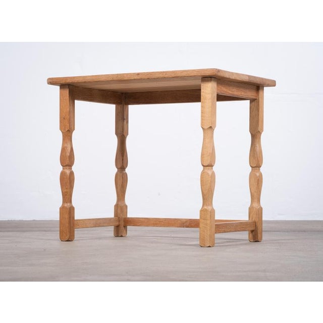 Brutalist Brutalist Danish Oak Side Table attributed to Henning Kjærnulf, 1970s For Sale - Image 3 of 7