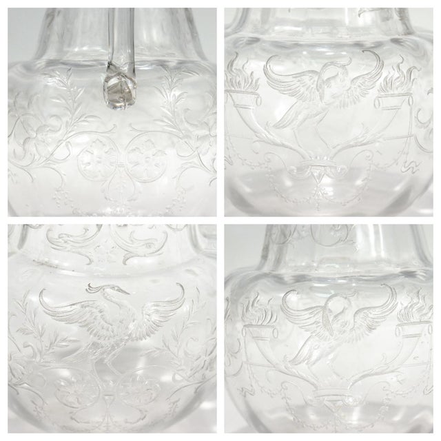 Antique Cut Glass Pitcher With Birds & Phoenix Attributed to Stevens & Williams For Sale - Image 16 of 17