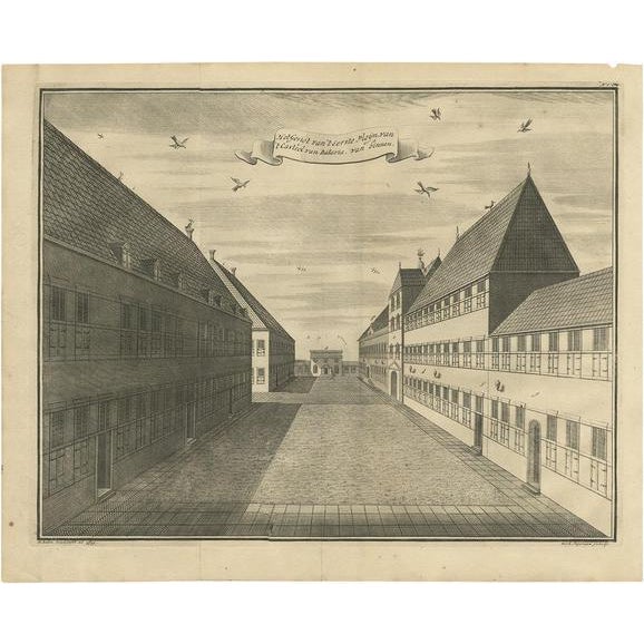 Early 18th Century F. Valentijn, First Square of the Castle of Batavia, 1726, Paper For Sale - Image 5 of 5