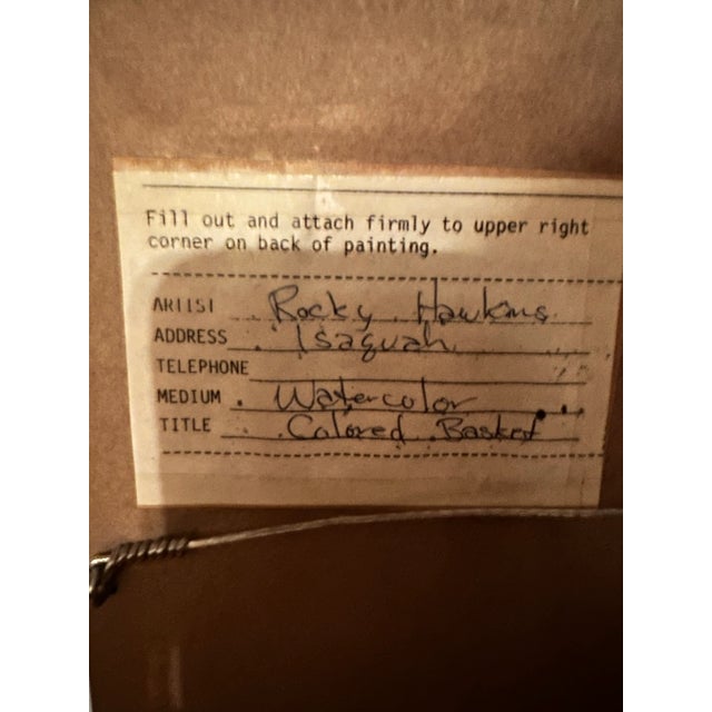 Native American “Colored Basket” by Rocky Hawkins (1985) For Sale - Image 3 of 5