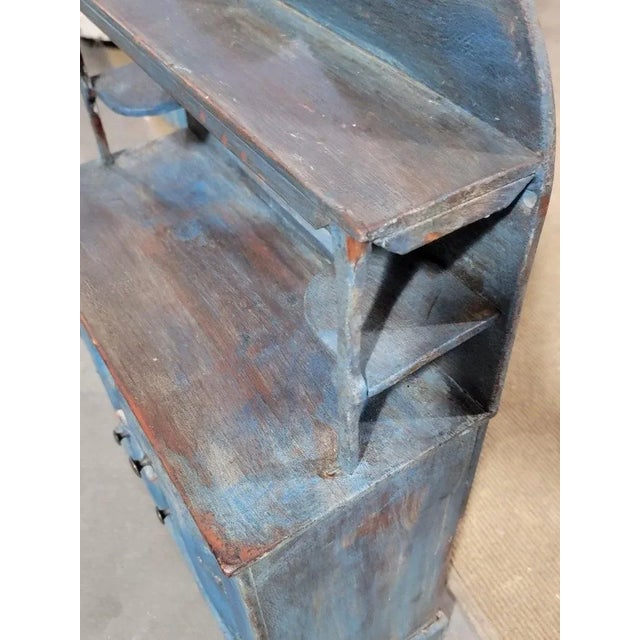 Metal 19Thc Original Blue Painted Child's Cabinet For Sale - Image 7 of 10