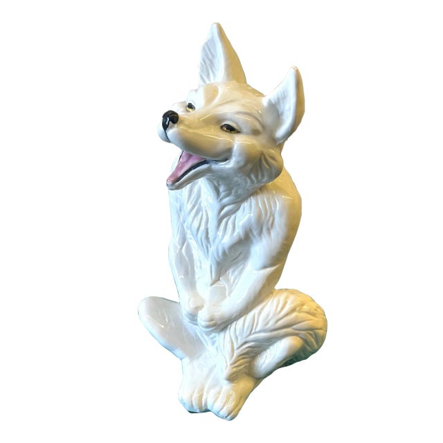 Large Italian Ceramic Wolf/Fox Figure For Sale