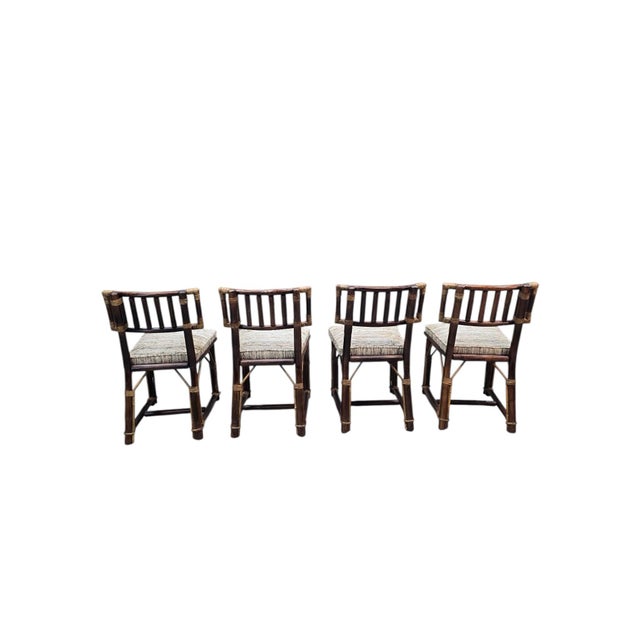 Wood MCM Attributed to John Wisner for Ficks Reed Rattan & Bamboo Dining Chairs, Set of 6 For Sale - Image 7 of 12