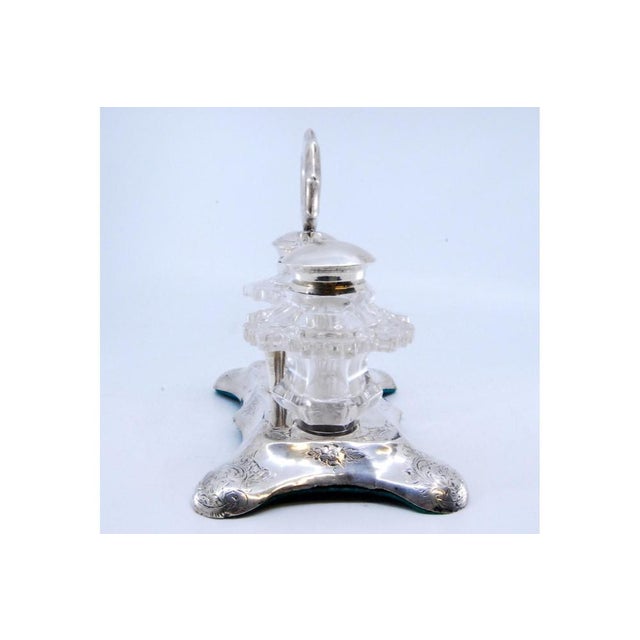 Metal Hexagonally Cut Glass Silver Salt and Pepper Shakers, Set of 3 For Sale - Image 7 of 10