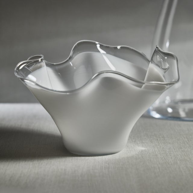 Contemporary Vellerti 9.25 Tall Wave Glass Bowl, White For Sale - Image 3 of 5