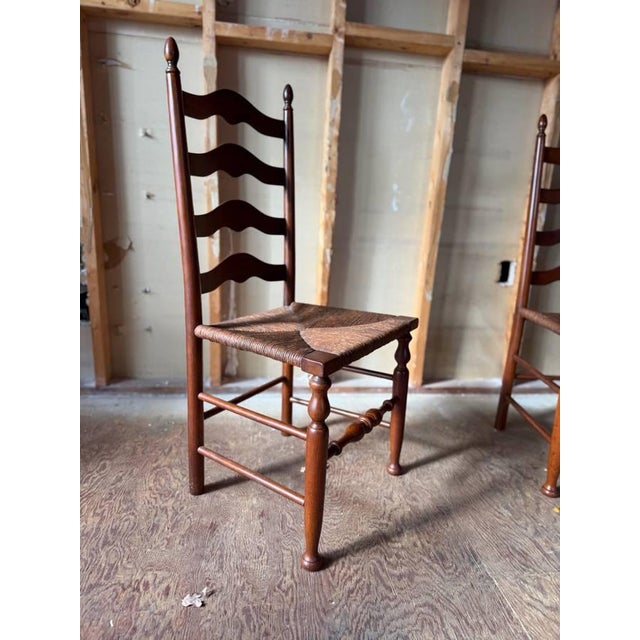Henkel Harris Early American Rustic Style High Ladder Back Dining Chairs. Set of 6 For Sale - Image 14 of 18
