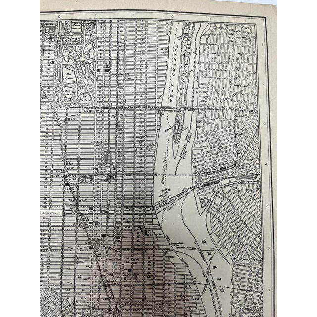 1920s Antique 1920s Southern Manhattan New York City Map For Sale - Image 5 of 6
