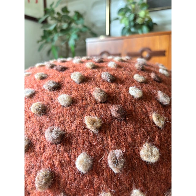 Mushroom Ottoman in Sedona Wool Dot For Sale - Image 9 of 14