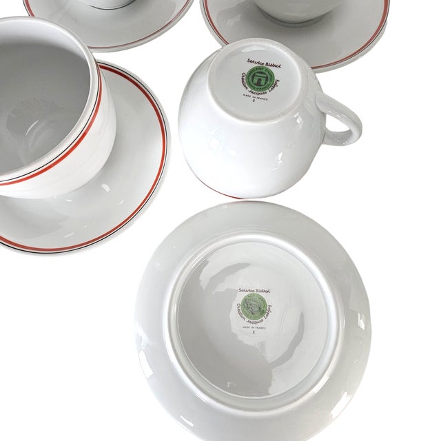French Porcelaine d'Auteuil Bistrot Rust Orange Oversized Cups & Saucers, Set of 4 For Sale In San Francisco - Image 6 of 8