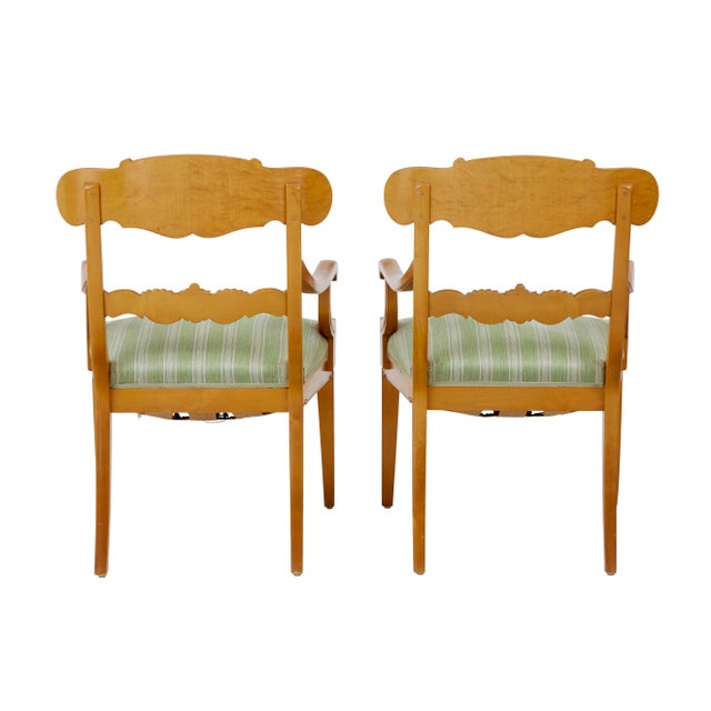 Set of Early 20th Swedish Carved Birch Armchairs, 1920s For Sale - Image 6 of 8