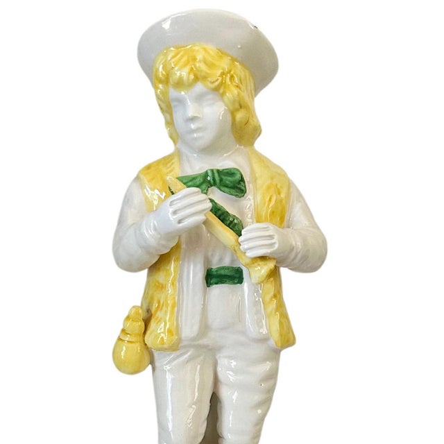 Rustic European 1970 Italian Peasant Boy With Flute Figurine by Meiselman For Sale - Image 3 of 8