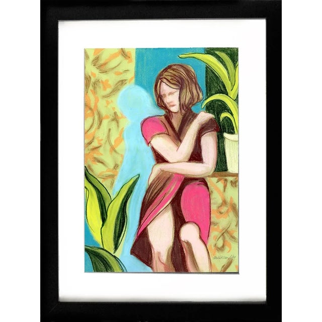 2020s Figurative Art, Semi Abstract Graphic Pastel Painting For Sale - Image 5 of 6