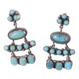 Sheila Tso Navajo Sterling and turquoise earrings, 2 pieces For Sale