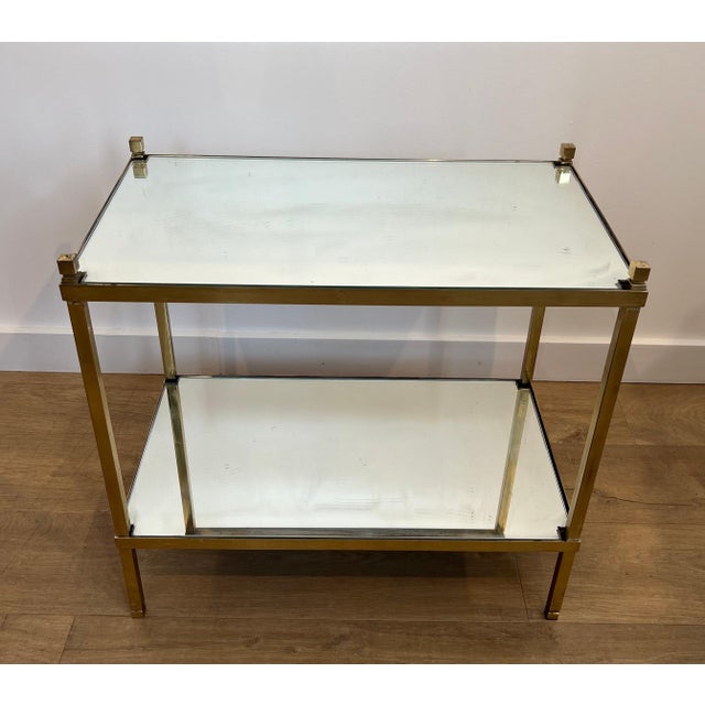1970s Pair of gilt brass side tables with mirrored tops For Sale - Image 6 of 11
