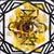 Embers Stare 2 by Stefan Smit | Oil on Panel Eye with geometric patterns and yellow background For Sale - Image 4 of 5