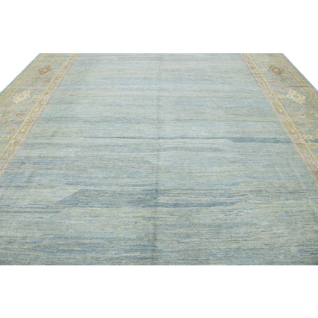 12 X 15 Apadana's Modern Sultanabad Blue Designed Wool Rug For Sale - Image 10 of 10