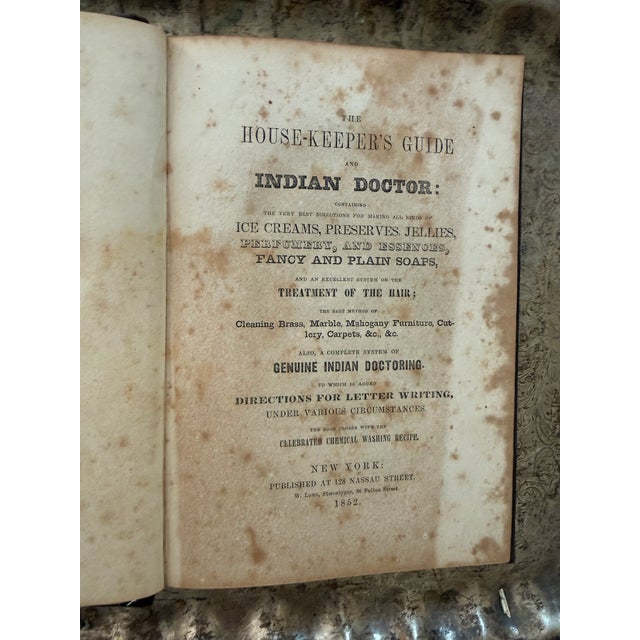1852 the House-Keeper’s Guide and Indian Doctor Antique Household Remedy and Receipt Book For Sale In Chicago - Image 6 of 12