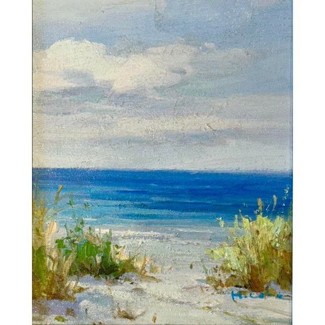 Original oil painting by the artist H. Cole. This beautiful painting captures a tranquil moment with soft waves, lush...