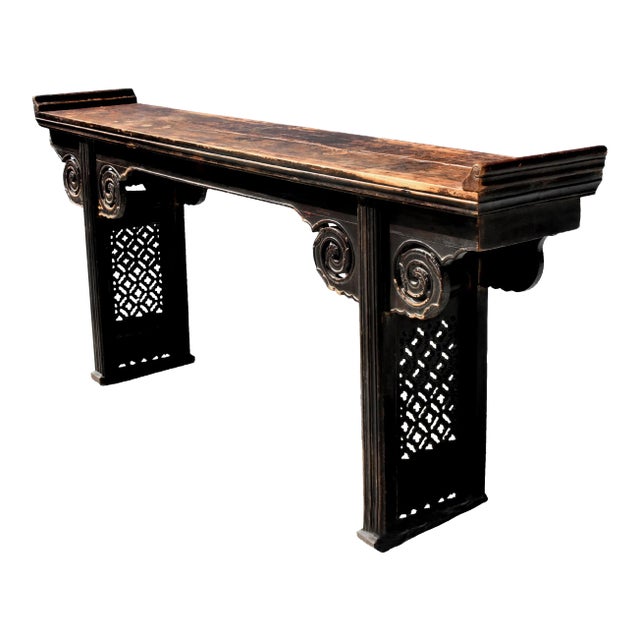 Antique Chinese Narrow Altar With Cloud Motif For Sale