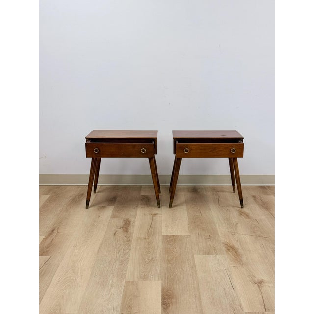 Pair of Vintage Atomic Nightstands Retro Bedside Tables MCM End Tables For Sale In Tampa - Image 6 of 17