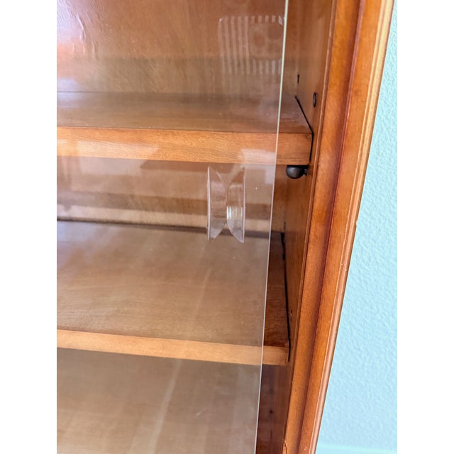 Brown Mid Century Danish Glassfront Bookcase For Sale - Image 8 of 13