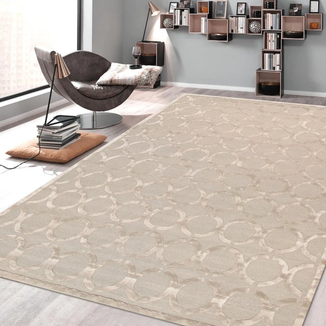 Pasargad Home Edgy Hand-Tufted Silk & Wool Area Rug- 9' 9" X 13' 9" For Sale In New York - Image 6 of 7