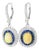 Mid 20th Century Pair of 18k White Gold Diamond Opal Sapphire Dangle Earrings Art Deco Antique Estate For Sale