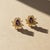 Modern Pear-Cut Amethyst Lutus Flower Earrings Studs, Silver, Gold, Pair For Sale - Image 3 of 7