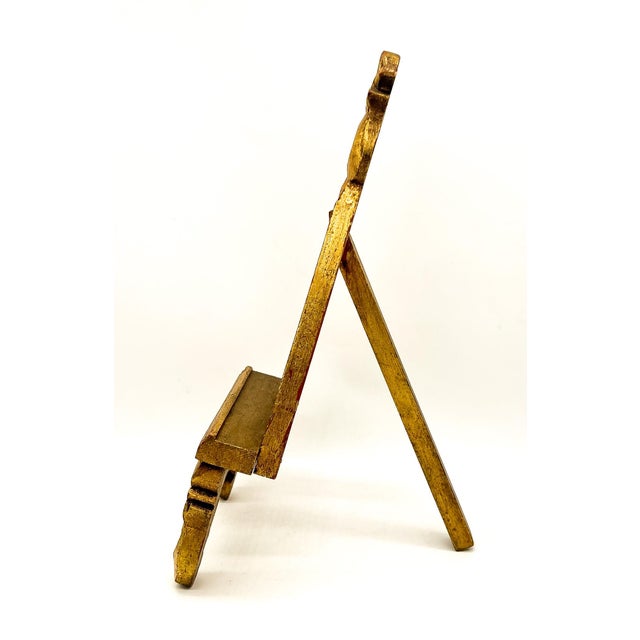 Hollywood Regency Vintage Giltwood Tabletop Display Easel, Hand-Carved Scrollwork Stand - Italian Style, Hollywood Regency For Sale - Image 3 of 15