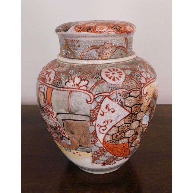 Asian Glazed Stoneware 3 Piece Potpourri Ginger Jar With Hand